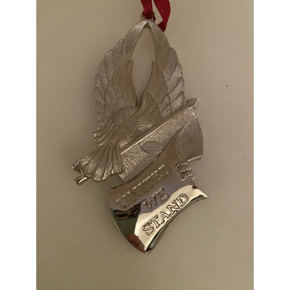 Gorham Eagle Of Liberty Ornament. Back Says United We Stand. American Flag/Eagle - Picture 3 of 7